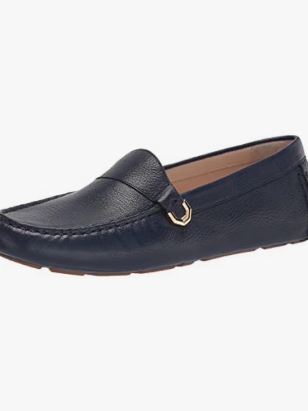 Cole Haan size 9B Eilise Women's Navy Leather Driving Loafers with Gold Accent.